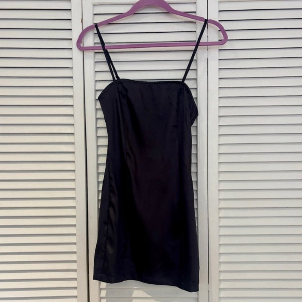 PrettyLittleThing Elegant Black Silk Mini Dress NWT